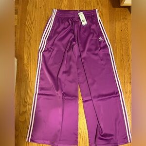 Adidas ADICOLOR SATIN WIDE LEG TRACK PANTS Size 16 NWT FUSCHIA